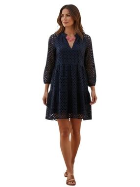 J. Crew Navy Eyelet Dress Size Small Petite